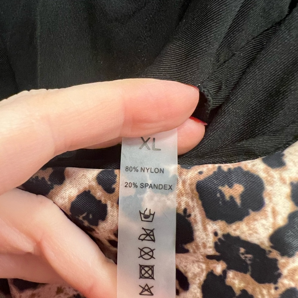 Leopard Print and Black One Piece Swimsuit Size XL - Picture 3 of 4